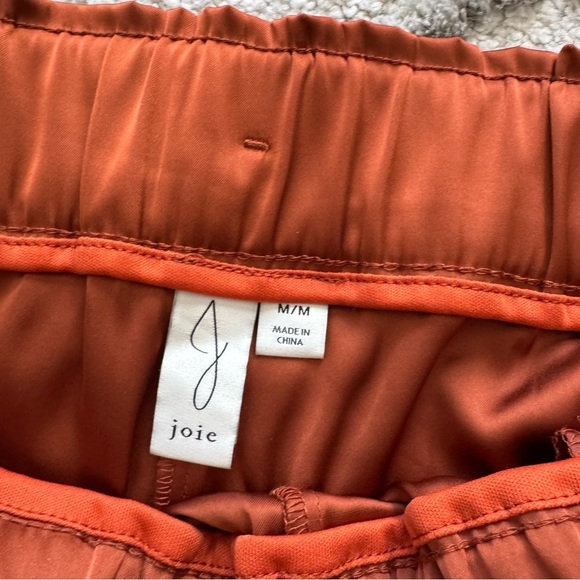 Joie Wide Leg Silky Belted Pants Cropped pull on burnt orange high rise medium - Picture 2 of 8